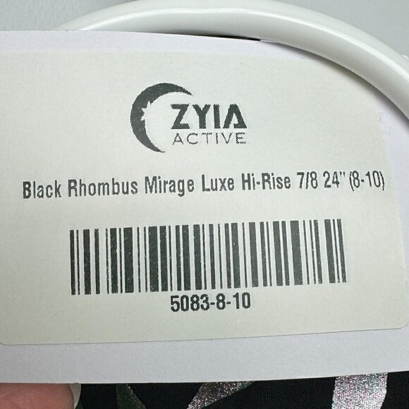 NWT - Zyia Black Rhombus Mirage Luxe Hi-Rise 7/8 Size 8-10 - Picture 3 of 8